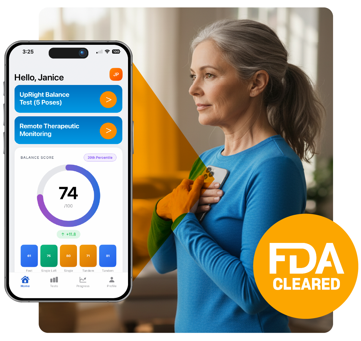 FDA-cleared balance measurement interface with patient